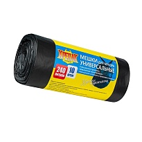 Мешки для мусора 240 л, черные, в рулоне 10 шт., ПНД 40 мкм, 1250х1000 мм, Крепак, 4607075710153 в Нур-Султане