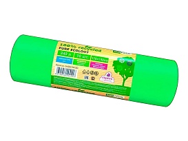Мешки для мусора 240 л, ароматизированные, биоразлагаемые, зеленые, в рулоне 10 шт., ПВД 40 мкм, 1500х1100 мм, PURE ECOLOGY, bio24010120 в Нур-Султане