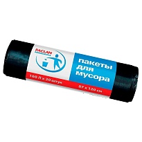 Мешки для мусора 160 л, черные, в рулоне 20 шт., ПВД, 30 мкм, 1200х870 мм, PACLAN Professional, 604082 в Нур-Султане Мешки для мусора 160 л, черные, в рулоне 20 шт., ПВД, 30 мкм, 1200х870 мм, PACLAN Professional, 604082 в Нур-Султане