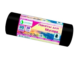 Мешки для мусора 30 л, черные, в рулоне 20 шт., ПНД, 7 мкм, 600х500 мм, MIRPACK Classik, 302040 в Нур-Султане