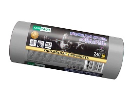 Мешки для мусора 240 л, ароматизированные, серые, в рулоне 10 шт., ПВД 40 мкм, 1500х1100 мм, СИЛАЧИ, sil240111101 в Нур-Султане