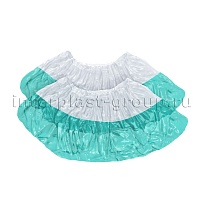 Бахилы бело-бирюзовые 1000 шт (500 пар), 48 мкм, двойная подошва, с одной резинкой, Эконом+ в Нур-Султане