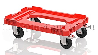 Тележка пластиковая с отверстием 2 колеса с тормозом красная в Нур-Султане