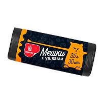 Мешки для мусора 35 л, с ушками, черные, в рулоне 30 шт., ПНД, 10 мкм, 655х500 мм, Comfort, М6064 в Нур-Султане