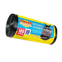 Мешки для мусора 180 л, черные, в рулоне 30 шт., ПНД, 20 мкм, 1150х800 мм, Крепак, 4607075710139 в Нур-Султане Мешки для мусора 180 л, черные, в рулоне 30 шт., ПНД, 20 мкм, 1150х800 мм, Крепак, 4607075710139 в Нур-Султане