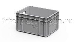 Евроконтейнер открытые ручки/сплошное дно 400х300х220 серый