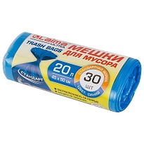 Мешки для мусора 20 л, синие, в рулоне 30 шт., ПНД, 8 мкм, 500х450 мм, LAIMA, 607682 в Нур-Султане