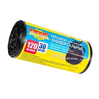 Мешки для мусора 120 л, черные, в рулоне 30 шт., ПНД, 15 мкм, 1100х700 мм, Крепак, 4607075710122 в Нур-Султане