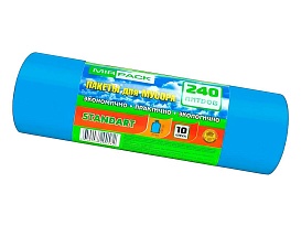 Мешки для мусора 240 л, ароматизированные, синие, в рулоне 10 шт., ПВД 30 мкм, 1300х930 мм, STANDART, 24010661 в Нур-Султане