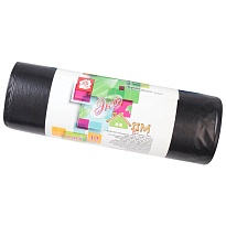 Мешки для мусора 220 л, черные, в рулоне 10 шт., ПВД, 29 мкм, 1100х830 мм, Концепция Быта ЭкоДом, 604924 в Нур-Султане