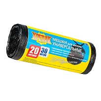 Мешки для мусора 20 л, черные, в рулоне 30 шт., ПНД, 10 мкм, 550х440 мм, Крепак, 4607075710092 в Нур-Султане Мешки для мусора 20 л, черные, в рулоне 30 шт., ПНД, 10 мкм, 550х440 мм, Крепак, 4607075710092 в Нур-Султане
