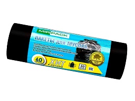 Мешки для мусора 60 л, ароматизированные, черные, в рулоне 20 шт., ПНД, 8 мкм, 800х600 мм, ХИТ, 6020867 в Нур-Султане